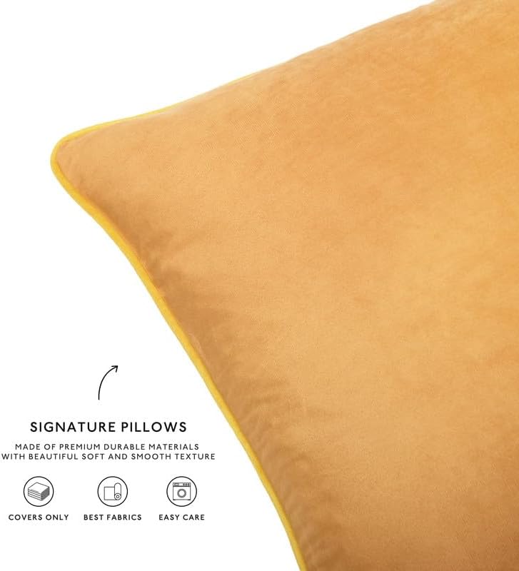 MONDAY MOOSE Decorative Throw Pillow Covers Cushion Cases, Set of 4 Soft Velvet Modern Double-Sided Designs, Mix and Match for Home Decor, Pillow Inserts Not Included (22x22 inch, Yellow/Pink) - Image 6