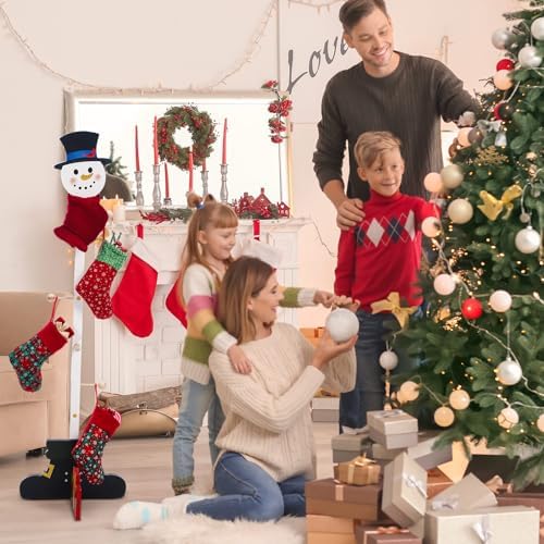 Cinnvoice Christmas Stocking Holder Wooden Xmas Snowman Freestanding Stand - Image 7