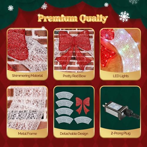 VINGLI 36in Pre Lit Christmas Wreath for Front Door Mantel & Stair Railing with Lights Indoor Outdoor Doorway Decor Garland Mutiple Colour Mode - Image 2