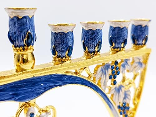 The Dreidel Company Meticulously Hand Painted Hanukkah Enamel Hamsa Menorah Artistic Candles Holder Fits All Standard Chanukah Candles- Menorah is 8 Inches High - Image 4