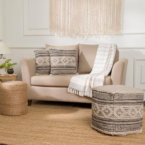 · REDEARTH · Textured Handwoven Throw Pillow Cases - Diamond Virgule Black - Image 2