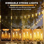 LAMPHOME 4-Pack 26FT Outdoor Patio Lights, 2700K Warm White String Lights 12+1 LED Waterproof Shatterproof Edison Bulbs, Dimmable with Timer for Garden Backyard Yard Hanging Lighting - Image 5