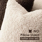 Foindtower Decorative Fuzzy Faux Fur Throw Pillow Covers 24x24 Cream Beige - Image 3