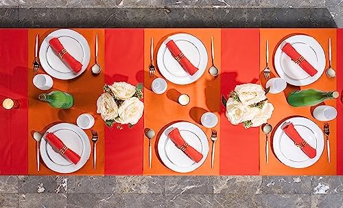 Disposable Table Runner for Dining Table, 16" 20-Pack Linen-Like Orange Paper Table Runners for Party, Wedding Or Event - Image 5