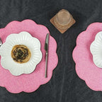 AHHFSMEI Round Faux Linen Placemats Set of 8 Heat Resistant Non-Slip Stain Proof Table Mats for Kitchen Dining Elegant Decor Place Mats (8, Pink) - Image 3