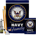 Breeze Decor FK108412-BO Navy Proudly Family Americana Military Decorative Vertical Flags Kit, House & Garden Set w/Flagpole, Multi-Color by Breeze+Decor
