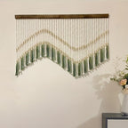 Megsv Macrame Wall Hanging, Green and White Tassel Design, Boho Wall Art - Image 3