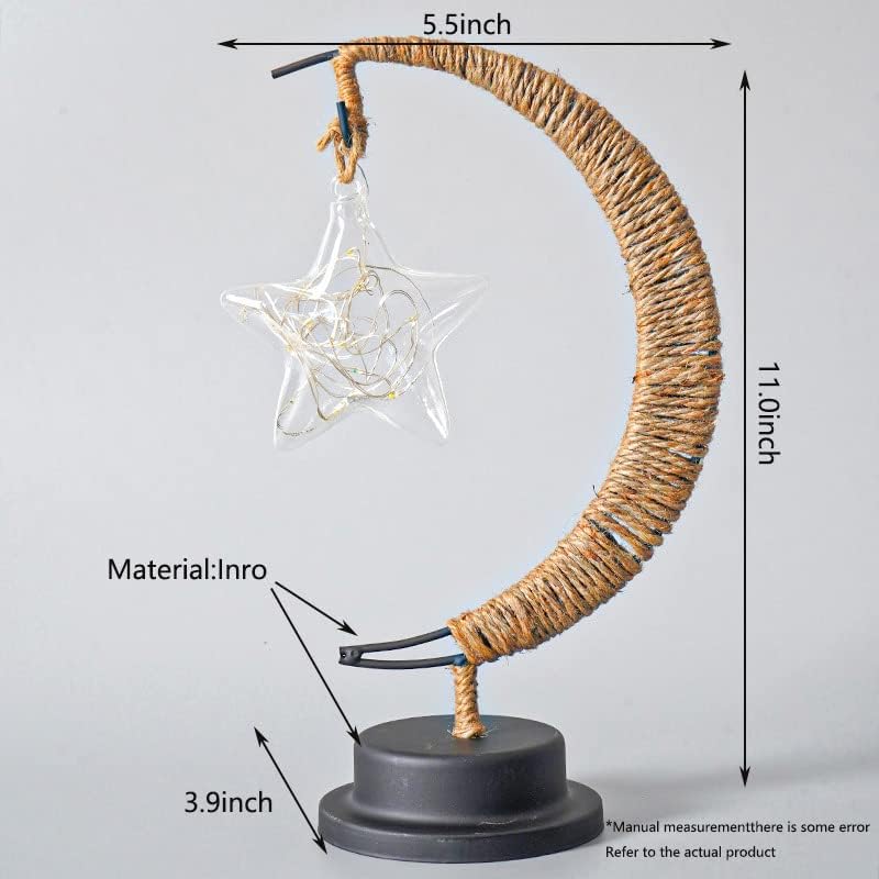 LED Decorative Lamp Star Moon Lamp Table Lamp 3D Magic Moonlight Wrought Iron Night Light Christmas Home Decoration Office Birthday Gift USB Power Supply (Pentagram Blue) - Image 5