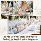 36Pcs Bulk Colored Glass Bud Vases Set,Mini Small Flower Vases for Wedding - Image 2