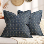 ZWJD Pillow Covers 22x22 Set of 2 Soft Polyester Textured Pillow Covers with Stylish Flange Edge Cozy Farmhouse Throw Pillows for Couch Bed Sofa Living Room by ZWJD