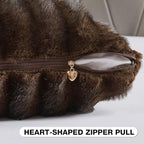 FUTEI Pack of 2 Faux Mink Fur Throw Pillow Covers 22x22 Inch, Dark Coffee - Image 3