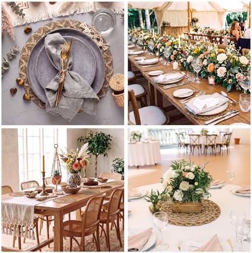 12 Pcs 15 Inch Round Burlap Placemat Boho Jute Woven Charger Bulk - Image 5