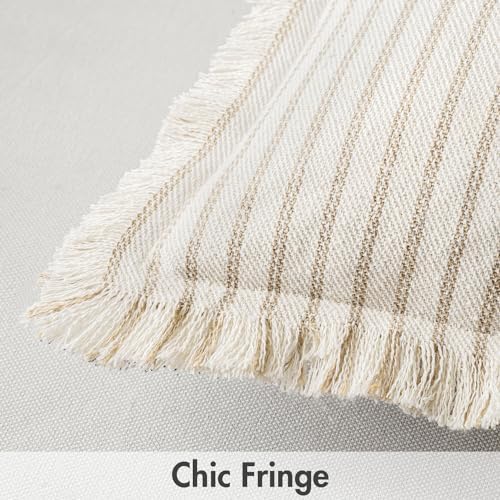 MIULEE Khaki Striped Euro Decorative Throw Pillow Covers, 26x26 - Image 2