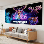 2026 World Soccer Cup Garage Door Banner Cover, 7x16ft Large Football Championship Backdrop, Canada USA Mexico Host Nations Outdoor Decoration, Heavy Duty Fabric Sports Wall Mural for Home Decor - Image 7