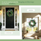Solar Spring Wreath for Front Door 18inch 30LED Pre-lit Wreaths Spring Summer Decor Artificial Pansy Wreath for Outside Wall Home Decor Festival Farmhouse Decor - Image 4