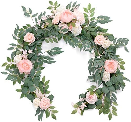 Ling's moment Pink Artificial Flower Garland Wedding Arch 6 FT by LingsMoment
