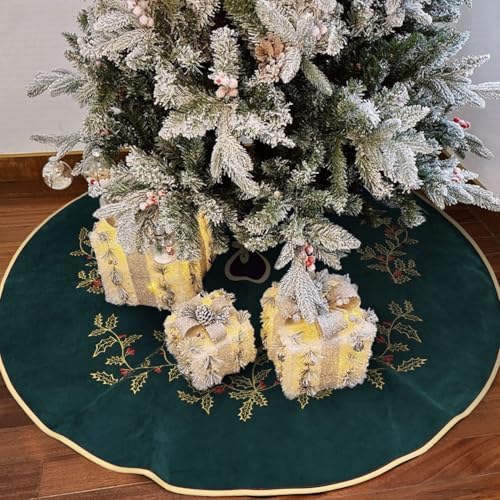Green Christmas Tree Skirt Velvet 36 Inch - Dark Green Xmas Decorations - Image 6