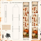 47 Inch Fall Porch Sign Reversible Halloween Door Sign Wooden Welcome Decor - Image 2
