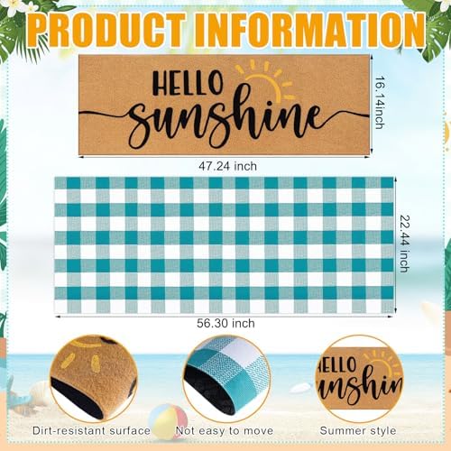 Tinideya 2 Pcs Large Hello Sunshine Layered Doormat Summer Front Door Mat - Image 2