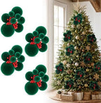 Roowest 4 Set Christmas Green Ball Clusters Ornament Velvet Tree Decoration by Roowest