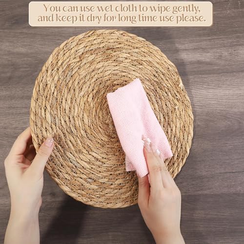 Aneco 36 Pack 12-Inch Round Woven Placemats Natural Hand-Woven Boho Rattan Wicker Bulrush Placemat Farmhouse Rustic Braided Table Mats for Dining & Kitchen Decor - Image 4