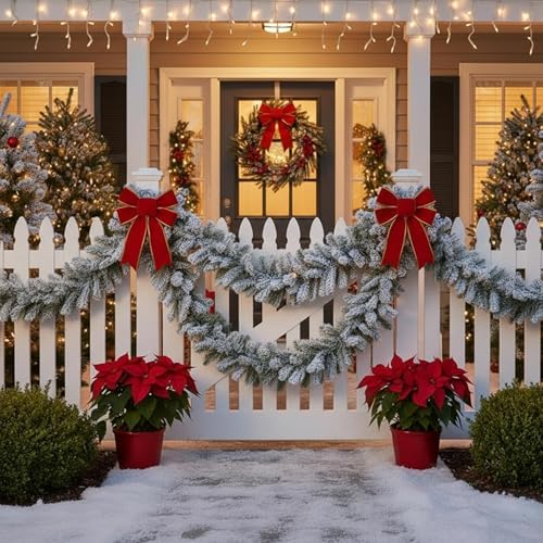 Suncalla 2 Pcs 9 ft Alaskan Pine Artificial Christmas Garland, White - Image 3