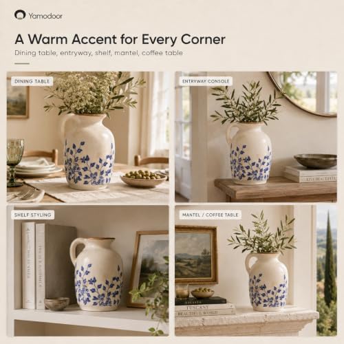 Blue and White Pitcher Vases for Flower,Chinoiserie Ceramic Vase Home Decor - Image 6