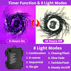 Couah [8 Modes & Timer] 9 Ft 72 LED Halloween Willow Vine Twig Garland with Purple Lights Battery Operated Indoor/Outdoor Wall Fireplace Mantle Halloween Decorations - Image 3