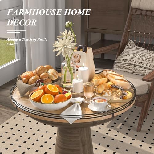 AMH 24-Inch Extra Large Farmhouse Oak Lazy Susan Organizer - Image 5