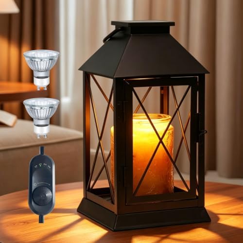 Candle Warmer Lamp with Timer, Farmhouse Rustic Lantern-Dark Bronze by Aaffkaacandlewarmerlamp