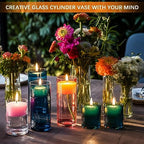 24 Pack Glass Cylinder Vases 4,6,8,10 Inch Tall Clear Flower Vase Hurricane Floating Candle Holder for Table Centerpiece Wedding Home Decor - Image 4