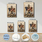 Ship Next Day – Patriotic Canvas Wall Art, God Bless America Cross with Flag, Rustic Country Farmhouse Decor, Wildflowers and Rocks, Americana Framed Prints for Bedroom - Image 6