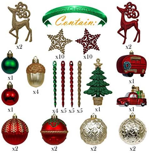 Valery Madelyn 60ct Christmas Tree Decorations Ball Ornaments Set - Image 3