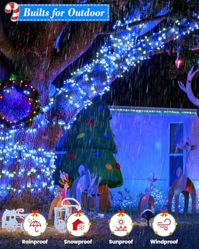 Blue White Christmas Lights Outdoor,Total 710FT 1800 LED,Extra Long String Lights Waterproof, Timer & Memory, 8 Modes Dimmable Plug in Fairy for Outside Tree Wedding Patry - Image 4