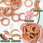 Ferrochef Boho Woven Rattan Napkin Rings, Natural, 50 Pcs - Image 3