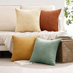 MIULEE Soft Corduroy Decorative Throw Pillow Covers Orange Teal 20x20 - Image 5