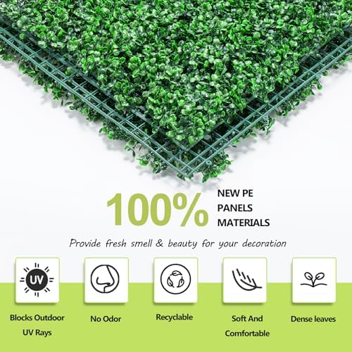 AOKIIE 20"x20" Artificial Grass Wall 12Pcs UV-Anti Boxwood for Outdoor - Image 2