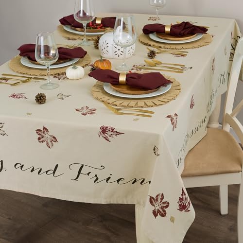 DII Rustic Autumn Leaves Kitchen Collection Thanksgiving & Fall Table Décor, Tablecloth, 60x104 - Image 4