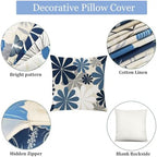 COMMINY Blue Beige Linen Pillow Covers 20x20 Set 6 Farmhouse Throw Cover - Image 4
