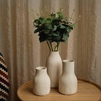 Ceramic Vases for Home Decor - Matte White Textured Vase Set of 3, Decorative Vases for Flowers, Pampas Grass Arrangement, Table Centerpieces, Office and Living Room Boho Decor - Image 5