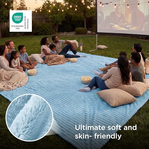 Bedsure Soft Large Fleece Blanket for Bed Light Blue 120"x120" - Image 4