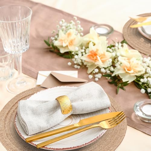 24 Pcs 13 Inch Round Burlap Woven Placemat Boho Braided Charger - Image 4