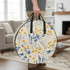 Vintage Flower Round Storage Bag 36 Inch, Watercolor Yellow Blue Floral Vintage Leaf Linen Texture Clothes Storage Container with Handles Heavy Duty Organizer for Comforter, Bedding & Holiday Wreaths - Image 2