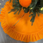 Velvet Christmas Tree Skirt Yellow 60 inch Ruffled Holiday Tree Skirt for Rustic Xmas Tree Decoration by Amidaky