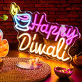 Glooglitter Diwali Oil Lamp Neon Sign LED Light Wall Decor, Happy Diwali by Glooglitter
