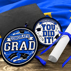 Graduation Party Supplies Dinnerware Set blue Disposable dinner paper plates dessert paper plates and Napkins for Congrats Grad Party Decorations, Serve 50 - Image 4