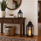 NEEDOMO LED Lanterns Decorative Outdoor&Indoor, Set of 2 Large Bronze Metal Lantern Decor with LED Candle, Lantern Decor for Porch, Patio, Garden, Balcony, Wedding, Spring Decorations (NO Glass) - Image 3