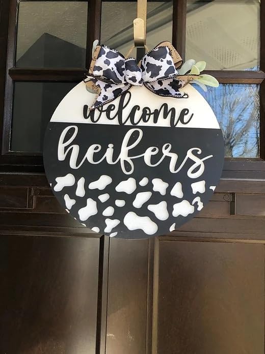 Wood front door sign Wood sign Home decor Welcome sign Sign for front door House warming gift Wedding gift (Welcome Heifers-DS023(A10) P002, 15" Width) - Image 2