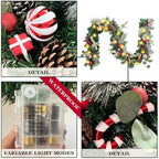 WANNA-CUL Pre-Lit 6ft Red White Christmas Garland with 30 LED Lights - Image 4
