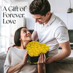 GLAMOUR BOUTIQUE Preserved Flowers, 27 Forever Yellow Roses in Heart Box - Image 4